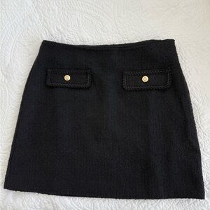 LOFT Black and Gold A-Line Mini Skirt